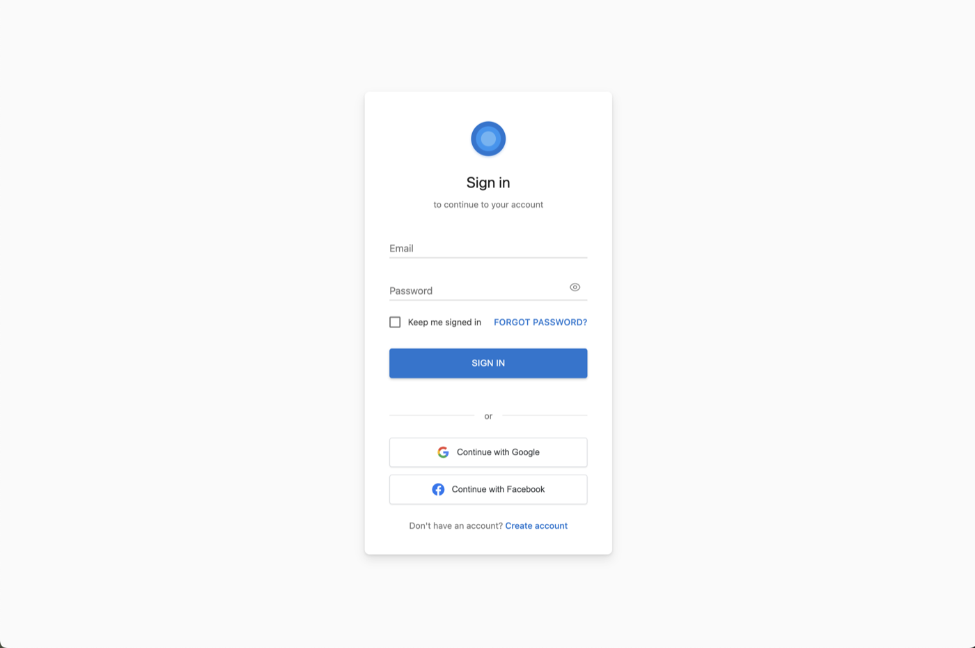 Material Design form preview