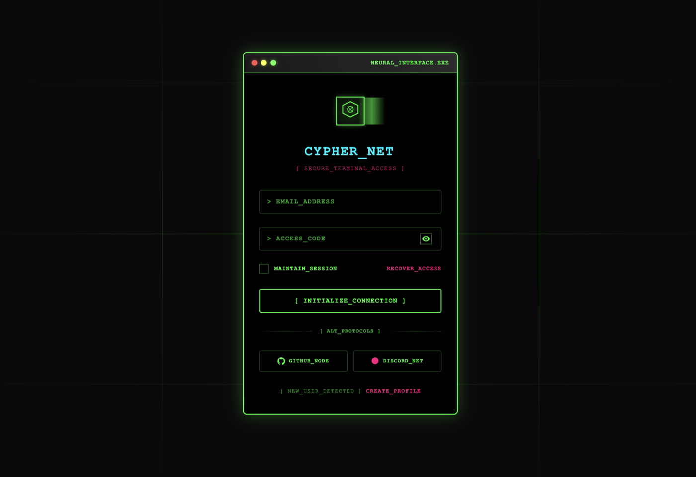 Neon Cyber form preview